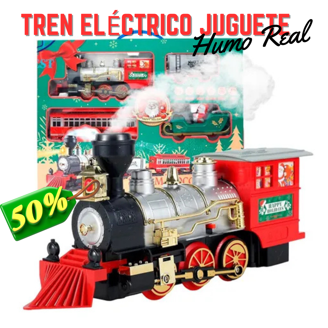Tren Eléctrico Locomotora 🚂con motor de vapor (humo), 🎄🤶👉