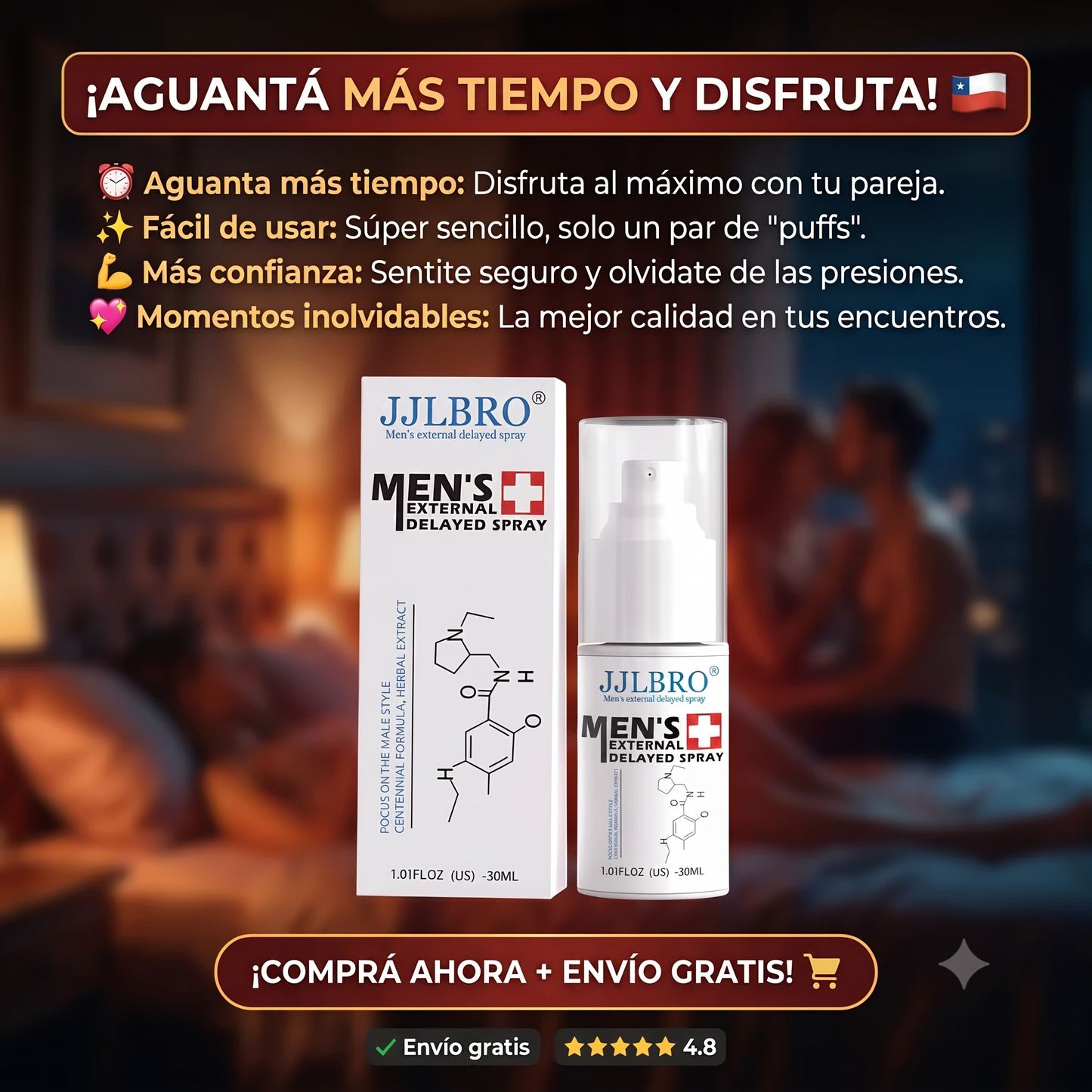 JJLBRO Hombres Spray Retraso Duradero Siete Veces Una Noche