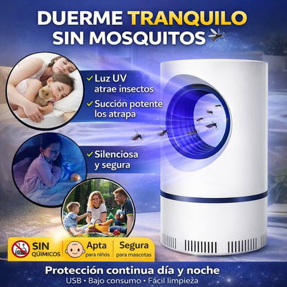 🦟 Lámpara Atrapa Mosquitos USB (Luz UV + Succión Silenciosa)
