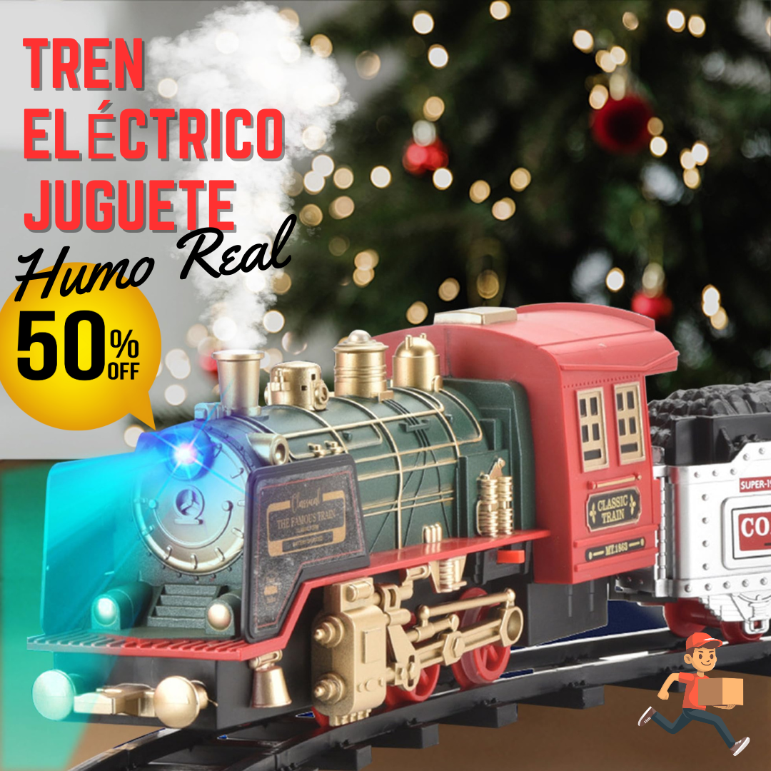 Tren Eléctrico Locomotora 🚂con motor de vapor (humo), 🎄🤶👉