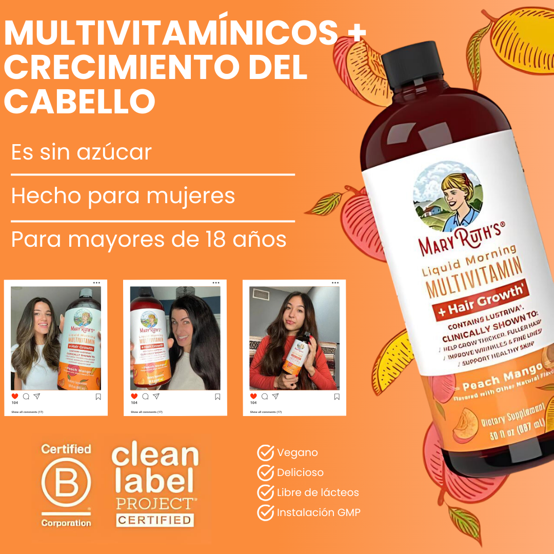 Multivitamínico líquido + Crecimiento del cabello.