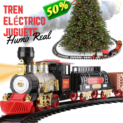 Tren Eléctrico Locomotora 🚂con motor de vapor (humo), 🎄🤶👉