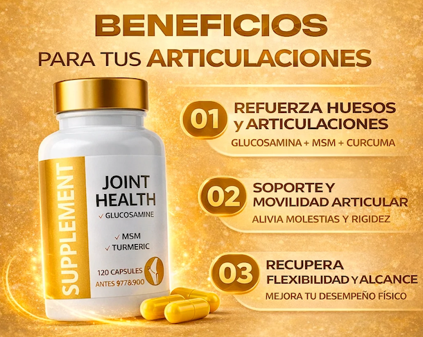 ALIVIO RÁPIDO DEL DOLOR ARTICULAR – Fórmula 4 en 1 (Glucosamina + MSM + Cúrcuma) | FUNRICH: Muévete Sin Dolor