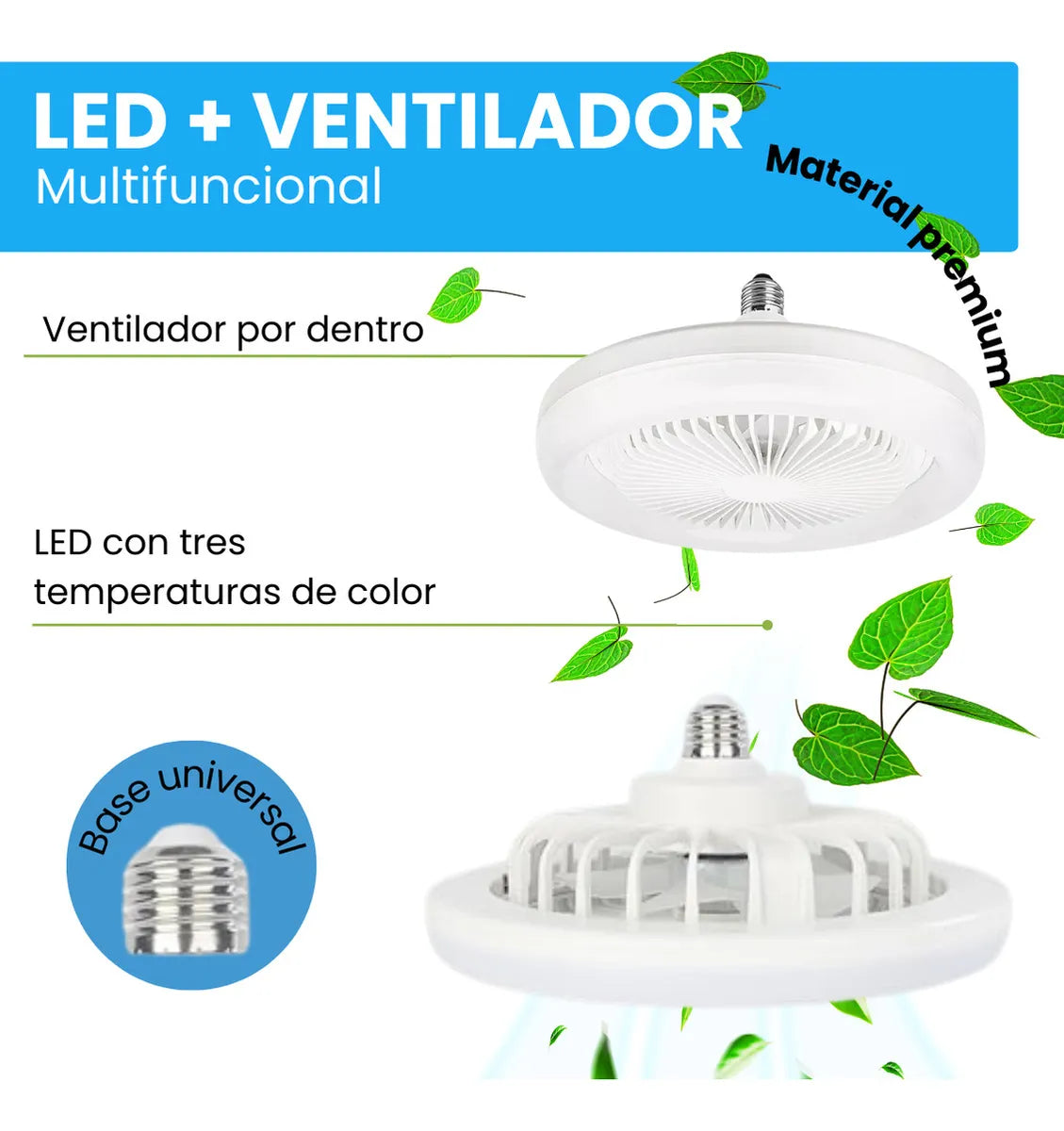 Lámpara Ventilador "AeroLight" de Techo LED con Control Remoto