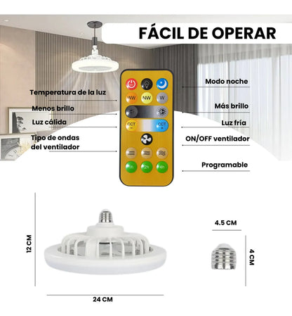 Lámpara Ventilador "AeroLight" de Techo LED con Control Remoto