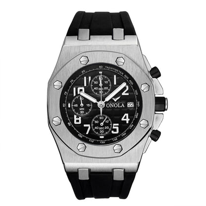 Reloj Cronógrafo Deportivo para Hombre – Acero Inoxidable y Correa de Silicona