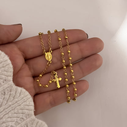 Rosario de Dama de 45cm de 4mm de virgen Milagrosa en Oro Laminado 18k