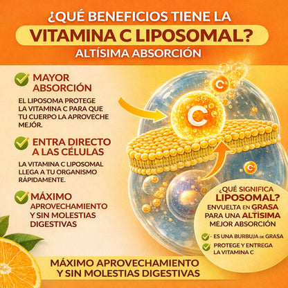 VITAMINA C LIPOSOMAL - La Vitamina C que Llega Directo a Tus Células! 🔥OFERTA 2X1🔥