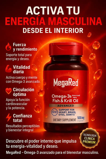 MegaRed Omega 3s® –Impulsa tu testosterona y energía natural con Aceite de Krill de alta pureza