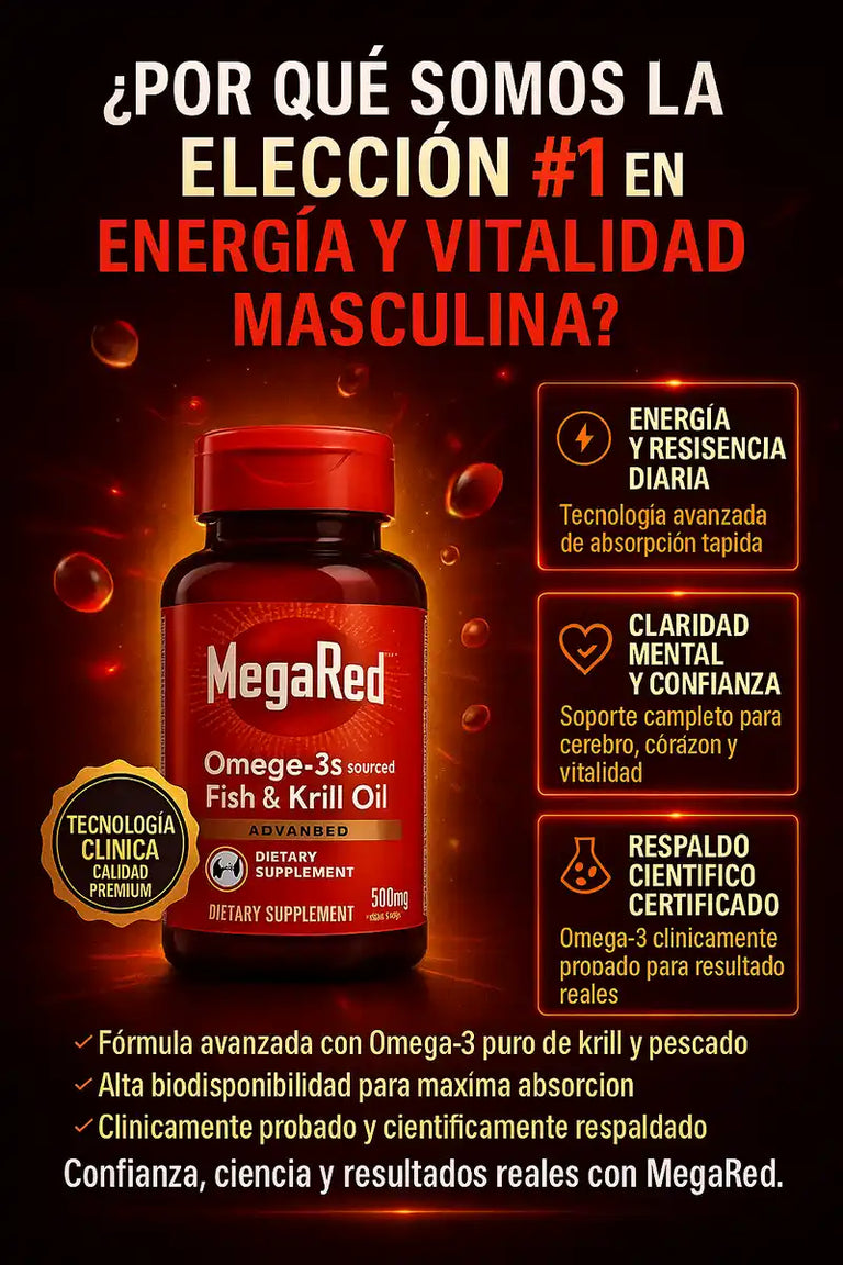 MegaRed Omega 3s® –Impulsa tu testosterona y energía natural con Aceite de Krill de alta pureza